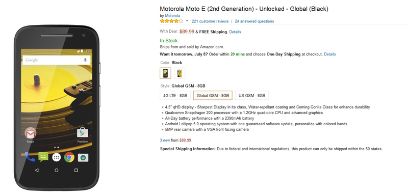 Illustration for article titled Friendly Notice: Moto E (2nd Gen.) on sale!